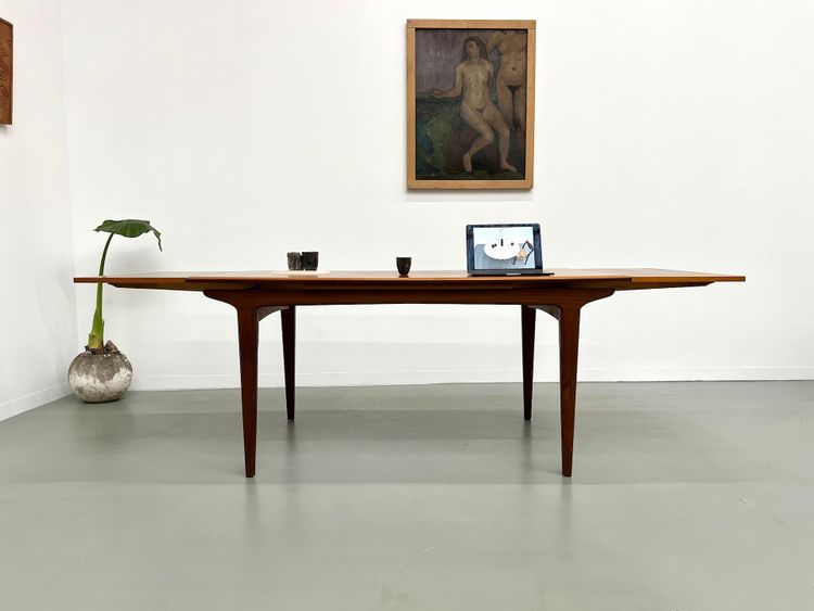 Table à manger scandinave en teck, à rallonges
