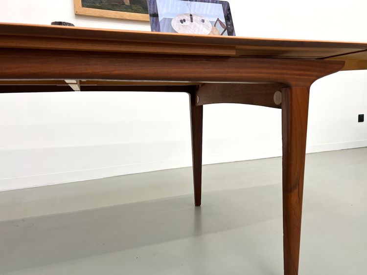 Table à manger scandinave en teck, à rallonges