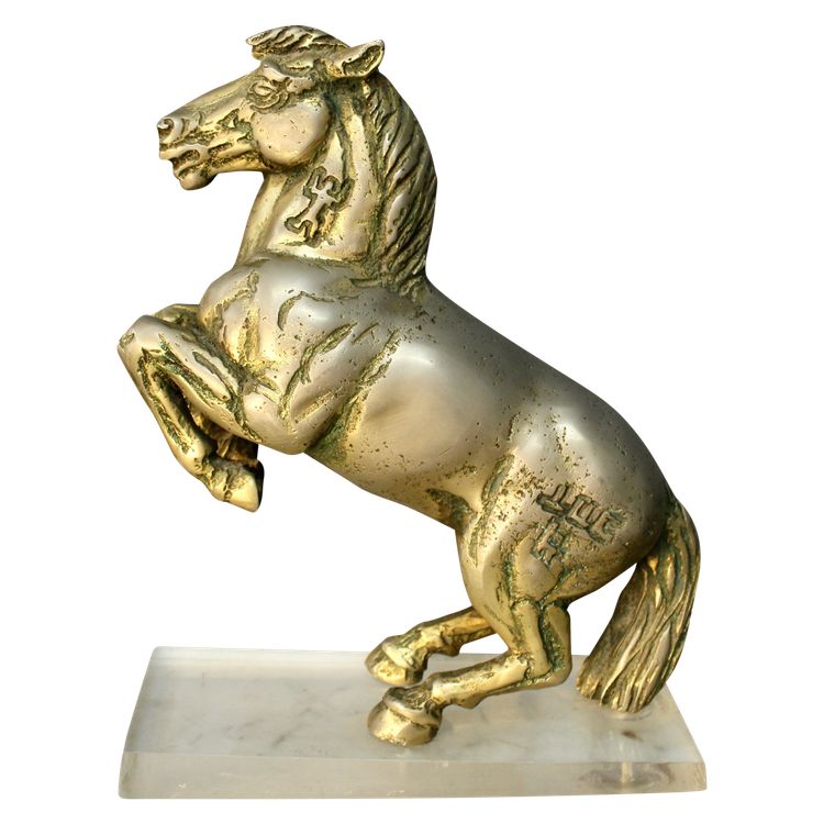 Cavallo rampante in bronzo massiccio di Jean Louis Cazieux