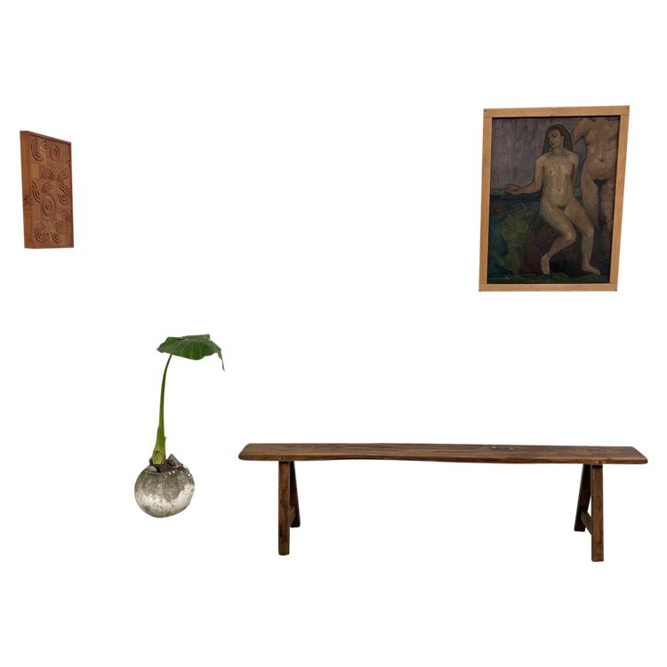 Banc ancien en noyer massif