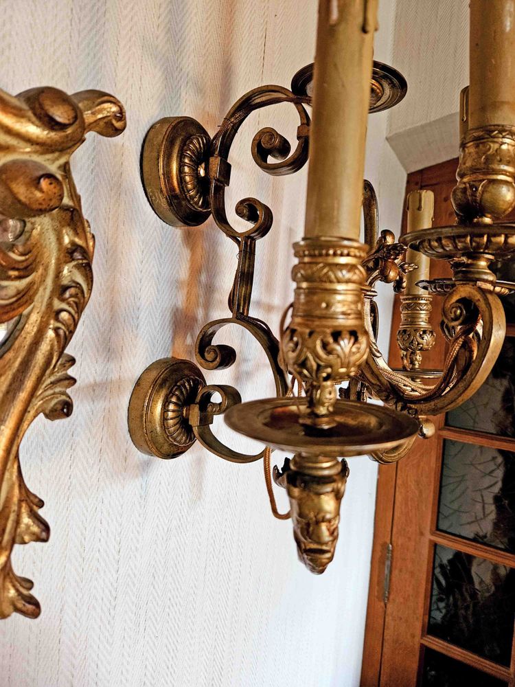 Importante Paire d'Appliques à 5 Lumières En Bronze Doré XIXème