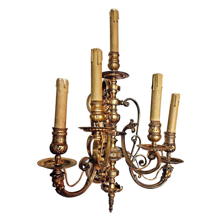 Importante Paire d'Appliques à 5 Lumières En Bronze Doré XIXème