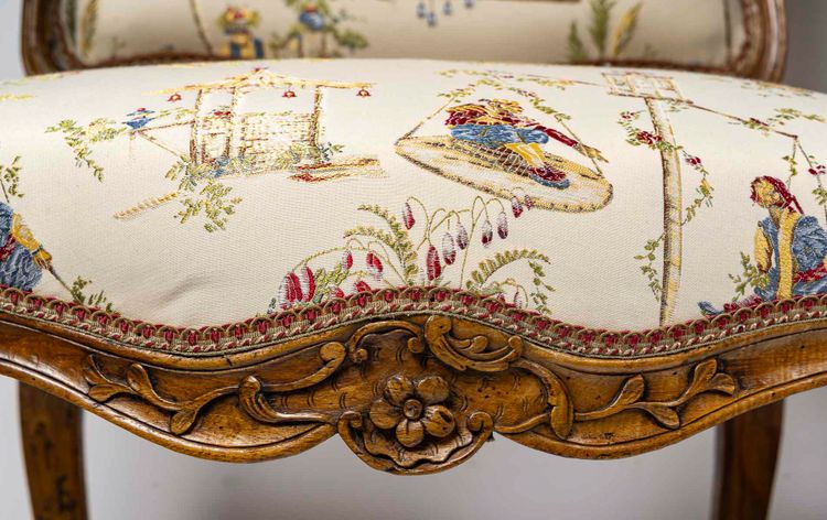 Attributed to Louis Poussiée Pair of Large Louis XV Period Walnut Armchairs Circa 1740-1745