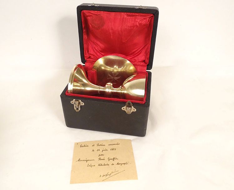 Calice Patène Agent Vermeil Minerve Henri Nesme Croix étui PB 409gr XXème