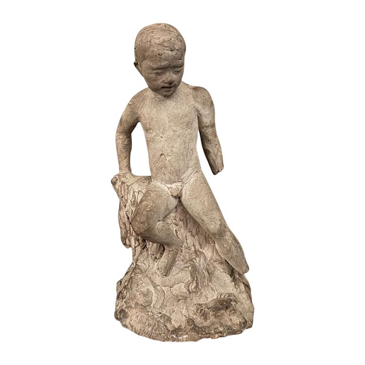 Scultura da studio di Charles Filleul, giovane in terracotta