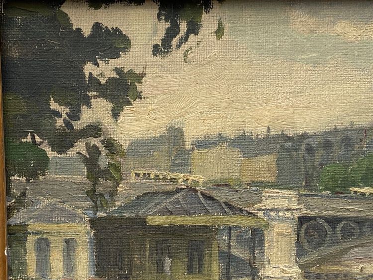 Öl auf Leinwand, Pariser Lastkähne von Louis P. Szanto, 1900