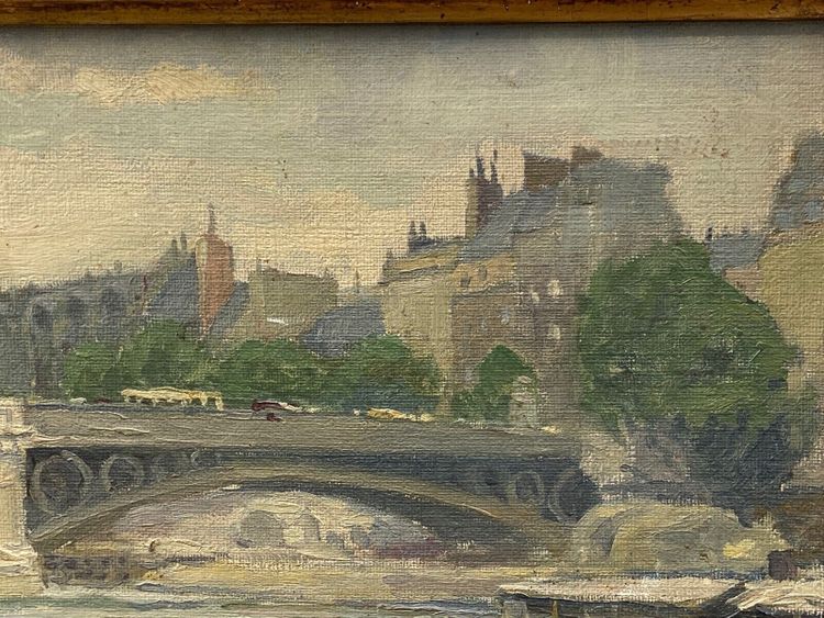 Öl auf Leinwand, Pariser Lastkähne von Louis P. Szanto, 1900