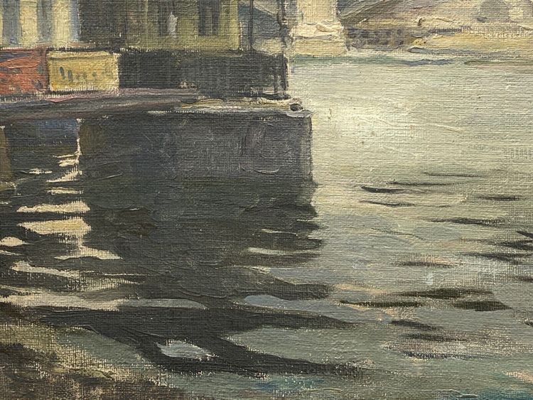 Öl auf Leinwand, Pariser Lastkähne von Louis P. Szanto, 1900