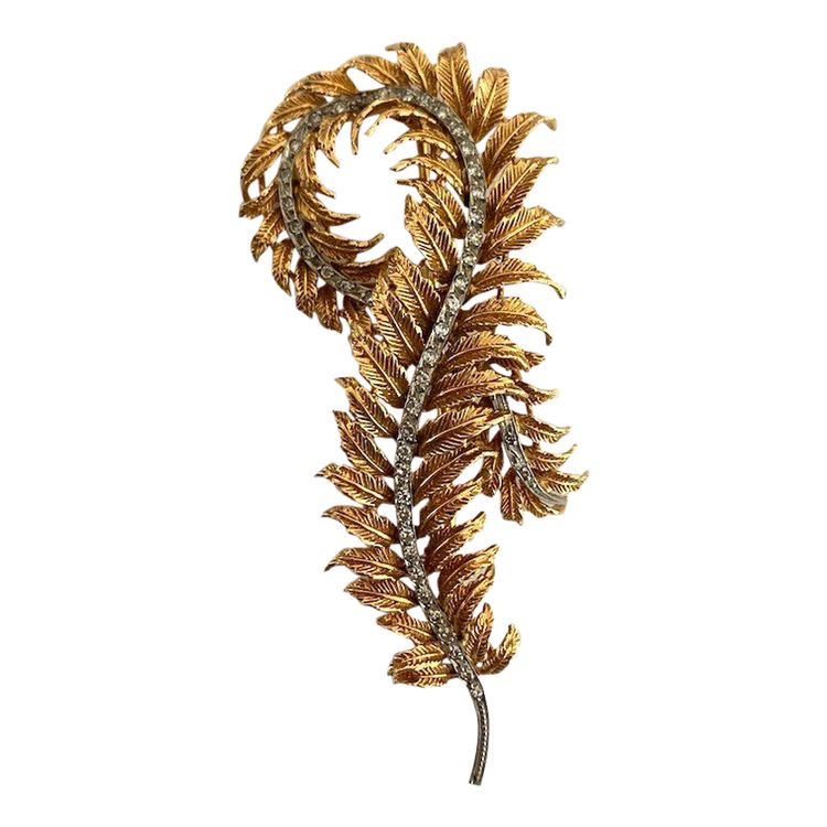 18 Karat Goldbrosche, Brillanten und naturalistisches Design