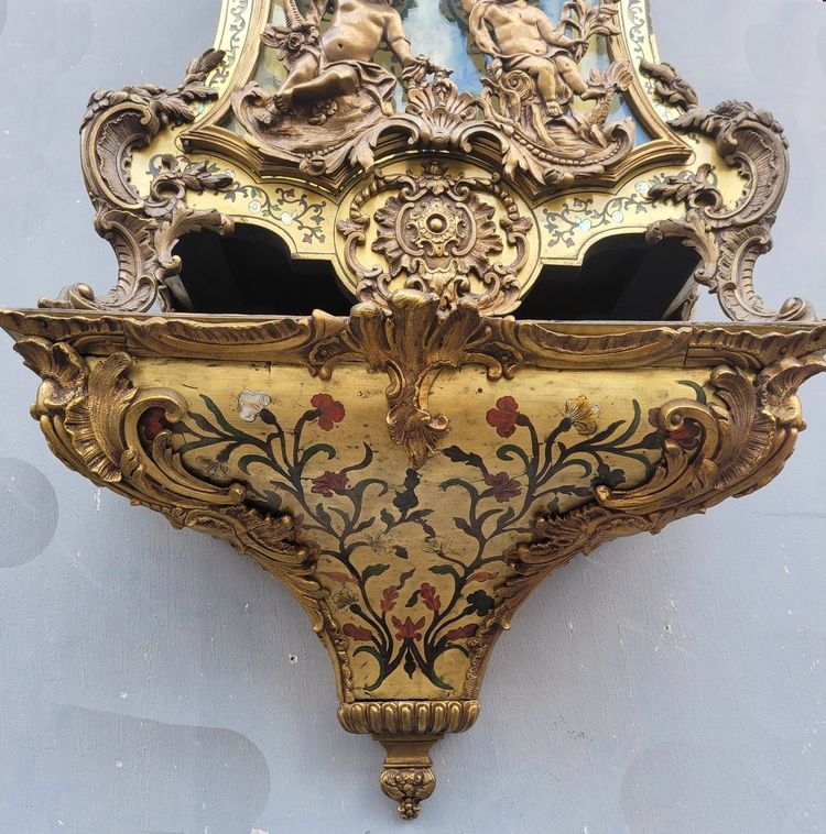 "Boulle" Cartel Clock with Its Wall Console, 18th Century