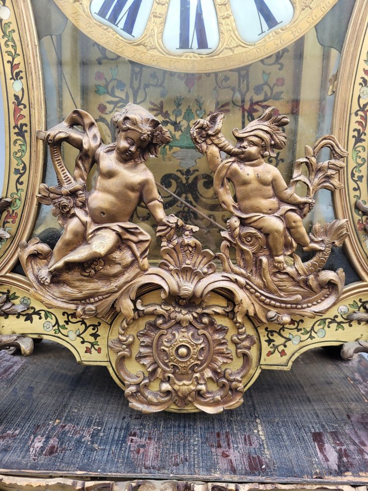 "Boulle" Cartel Clock with Its Wall Console, 18th Century