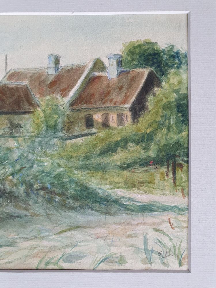 Watercolour sketch of Skagen, Denmark signed SD for Svend Danelund