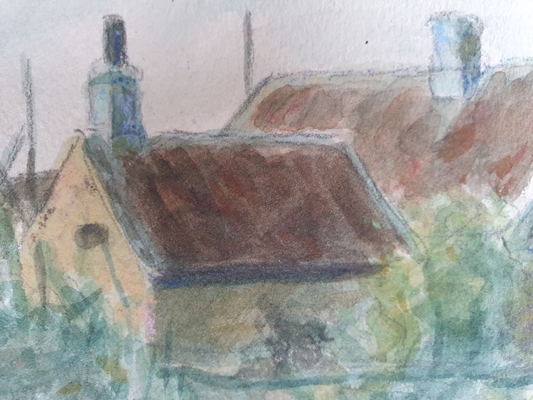 Watercolour sketch of Skagen, Denmark signed SD for Svend Danelund