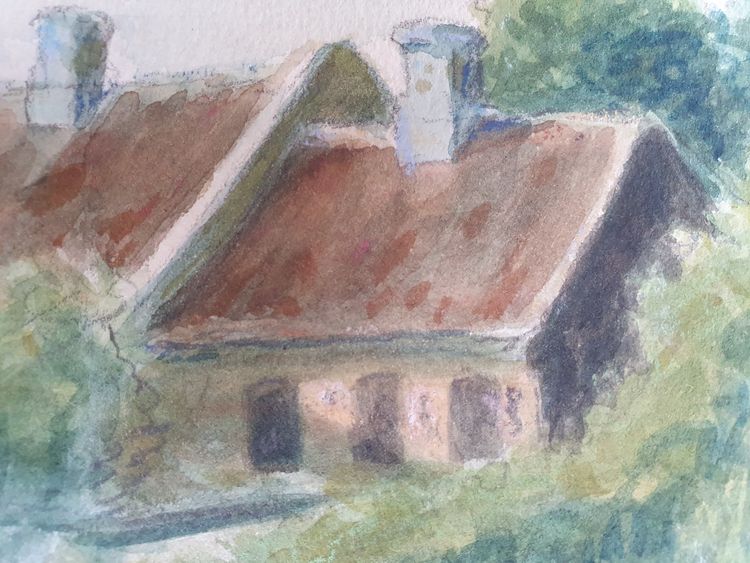 Watercolour sketch of Skagen, Denmark signed SD for Svend Danelund