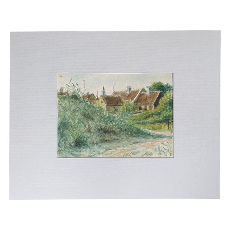 Watercolour sketch of Skagen, Denmark signed SD for Svend Danelund