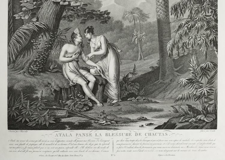 Atala And Chactas Etching Engraving By Duthé 19th C Old Print
