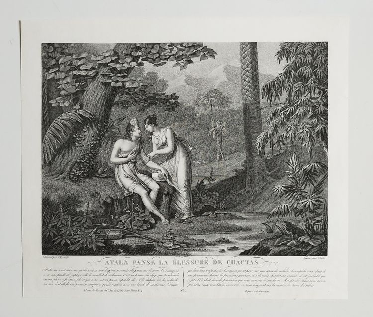 Atala And Chactas Etching Engraving By Duthé 19th C Old Print