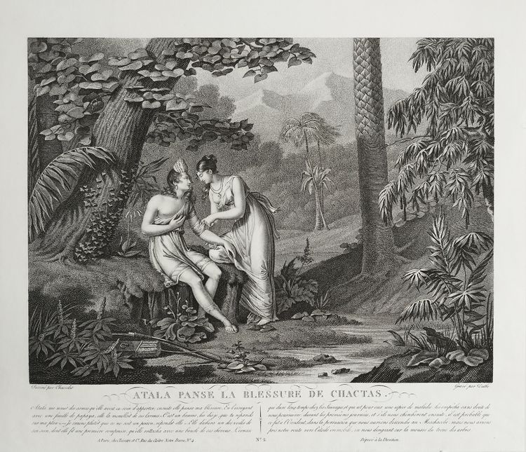 Atala And Chactas Etching Engraving By Duthé 19th C Old Print