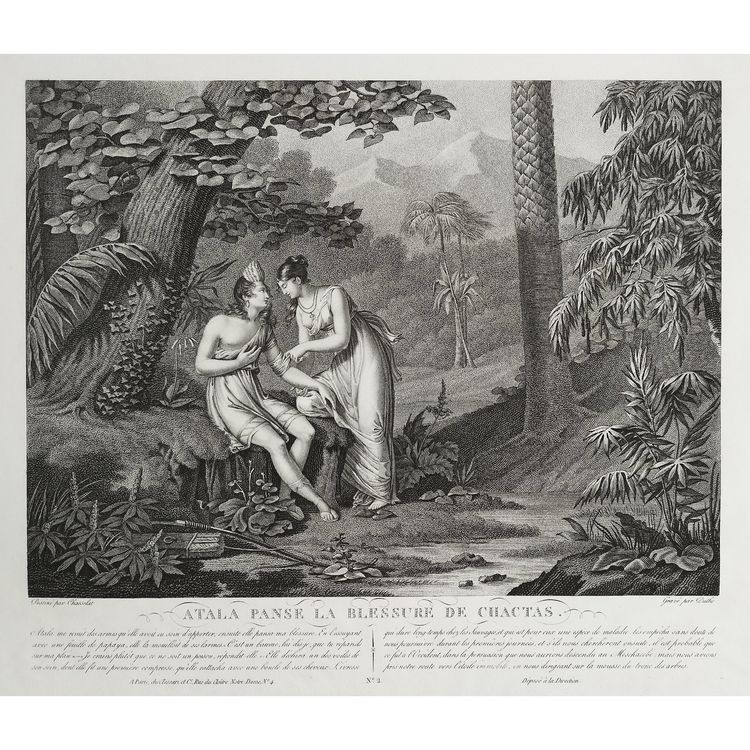 Atala And Chactas Etching Engraving By Duthé 19th C Old Print