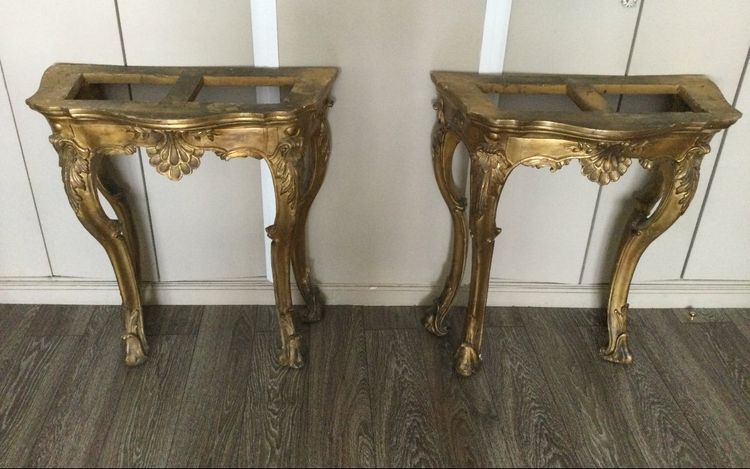 Pair of 18th Century Carved and Gilded Wood Console Tables