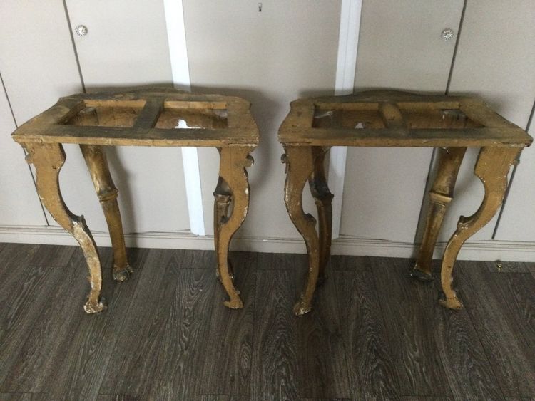 Pair of 18th Century Carved and Gilded Wood Console Tables