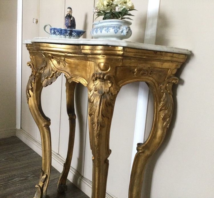 Pair of 18th Century Carved and Gilded Wood Console Tables