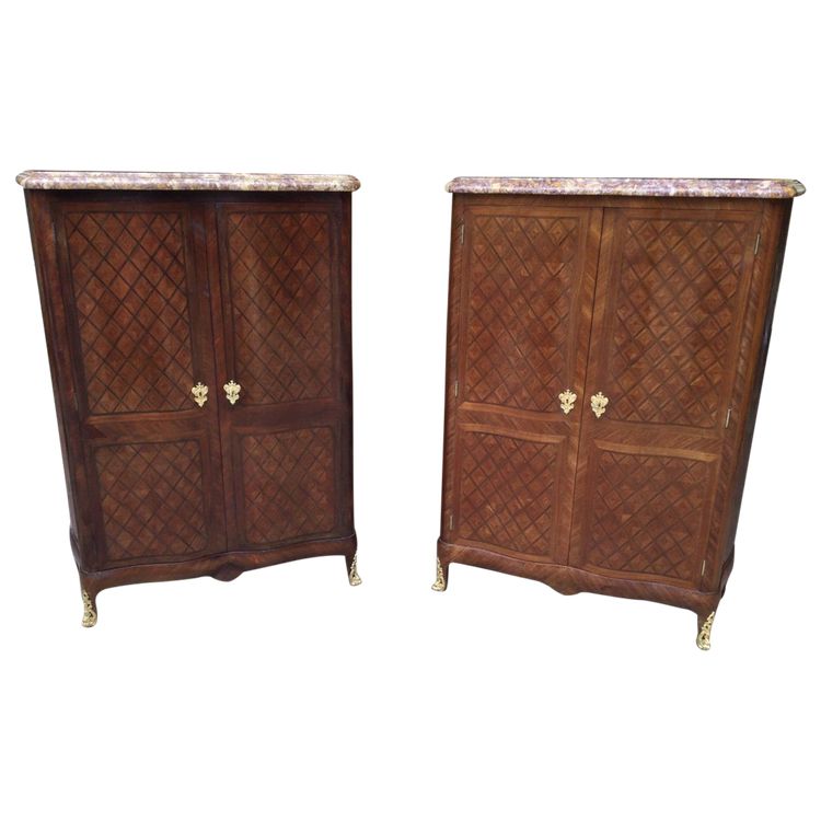 Paire  De Buffets  à Hauteur d'Appui En Marqueterie.