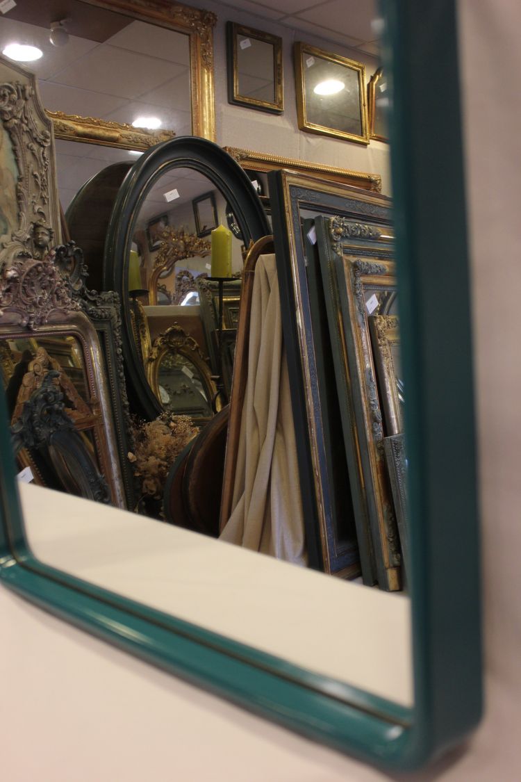 43 X 74 Cm Paire De Miroirs Années 70 Par Schönbuch, Bleu émeraude