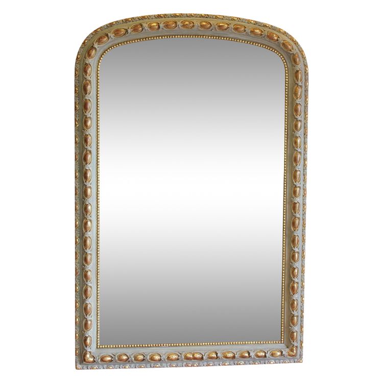 106 X 160 Cm Miroir De Cheminée Milieu XIXème, Feuille d'Or, Patine, Glace Mercure