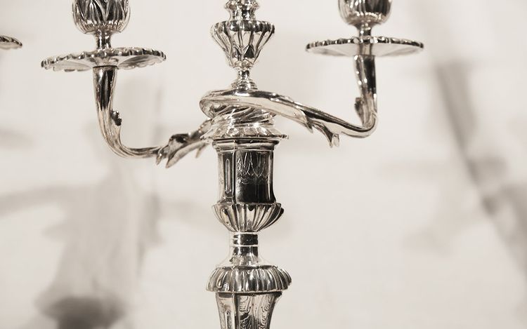 Pair of silver-plated candelabra Late 18th century