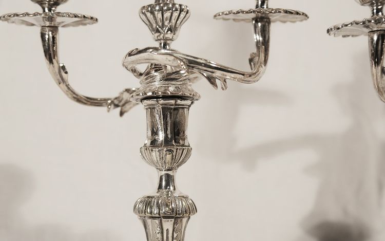 Pair of silver-plated candelabra Late 18th century