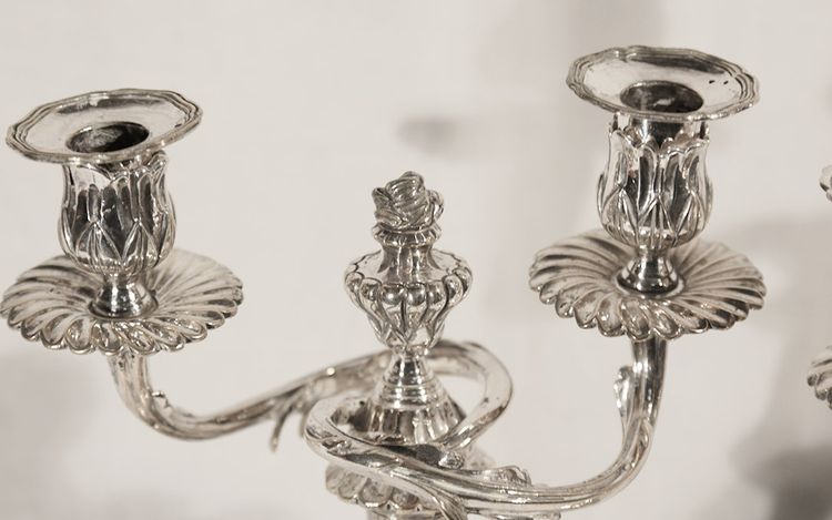 Pair of silver-plated candelabra Late 18th century