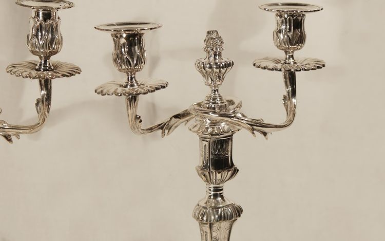 Pair of silver-plated candelabra Late 18th century