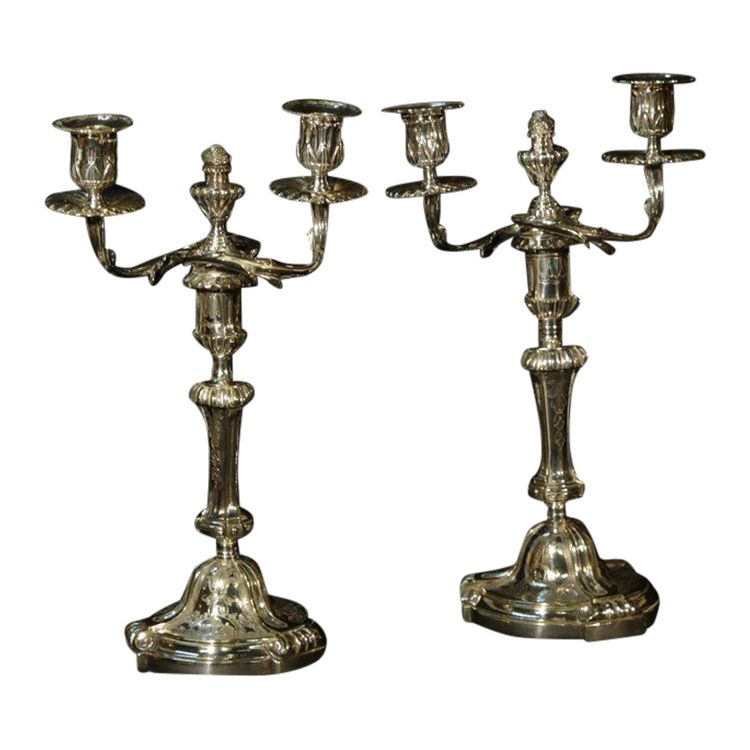 Pair of silver-plated candelabra Late 18th century