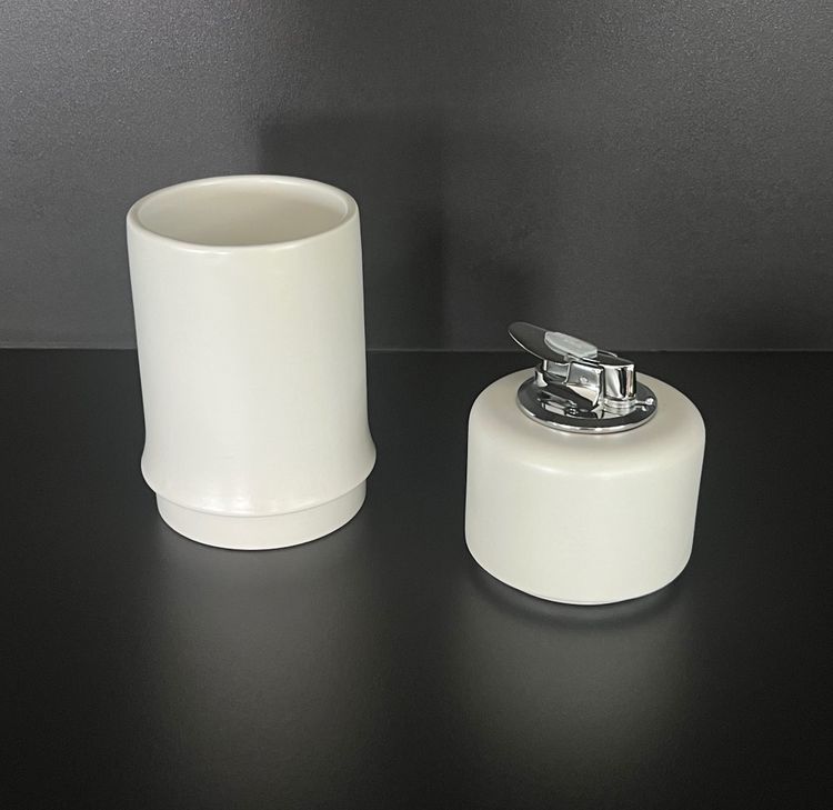 White ceramic smoking set from Societa Ceramica Revelli in Laveno, Italy, 1970s