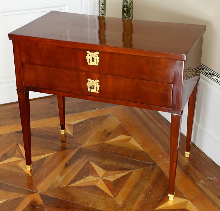 Empire period mahogany dressing table with sliding top