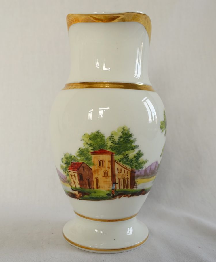 Empire coffee service in Paris porcelain gilded with fine gold & Italian landscapes - circa 1820