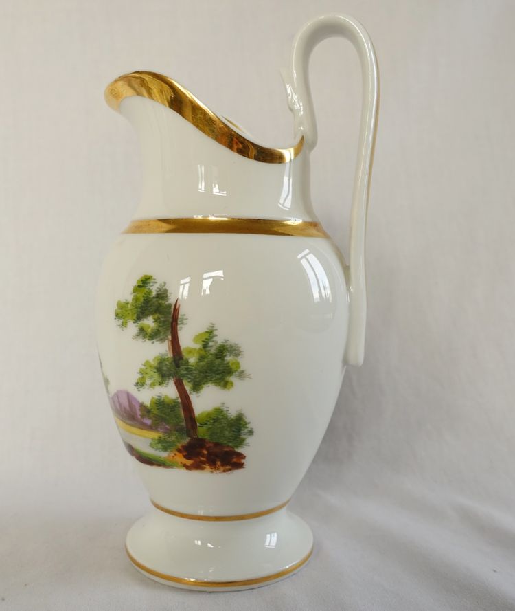 Empire coffee service in Paris porcelain gilded with fine gold & Italian landscapes - circa 1820