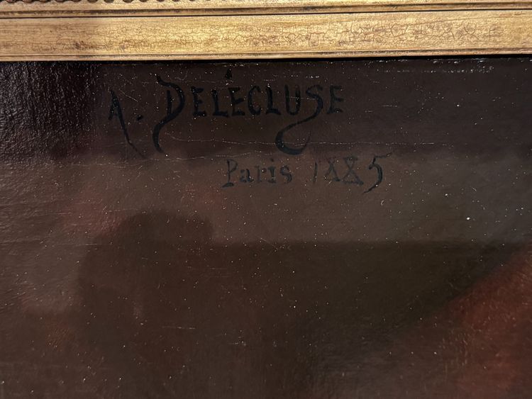 Junge Frau mit einem Glas Wein, A. DELECLUSE, PARIS, 1885