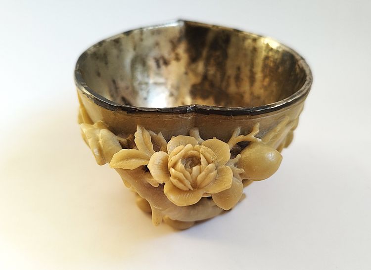 Chine Coupe En Stéatite  Et Argent Ancienne