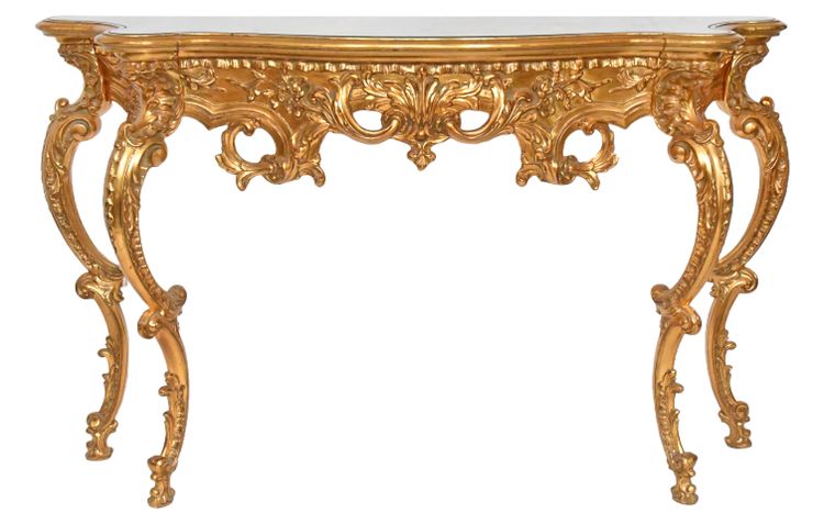 Console avec miroir en bois doré 