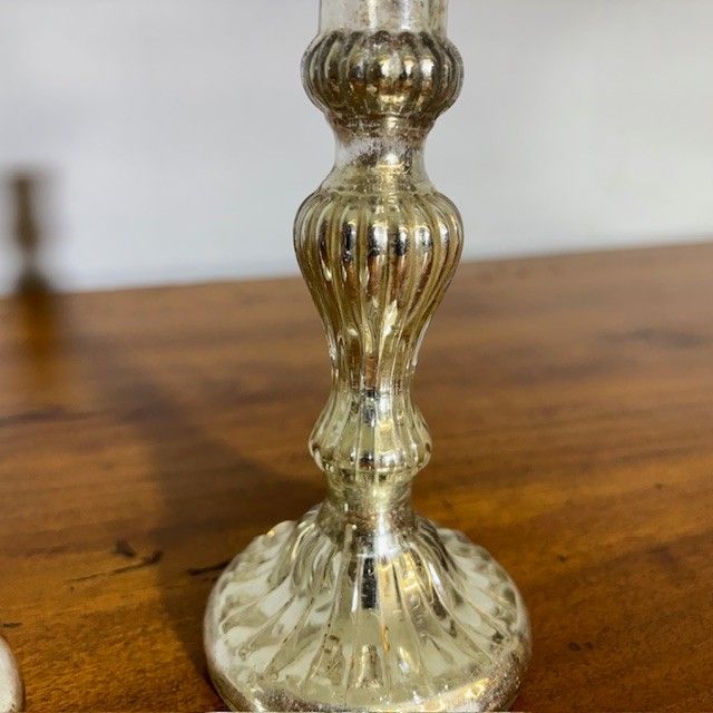 Pair of antique candlesticks - Murano glass candelabra 19th century with silver. Size h 17