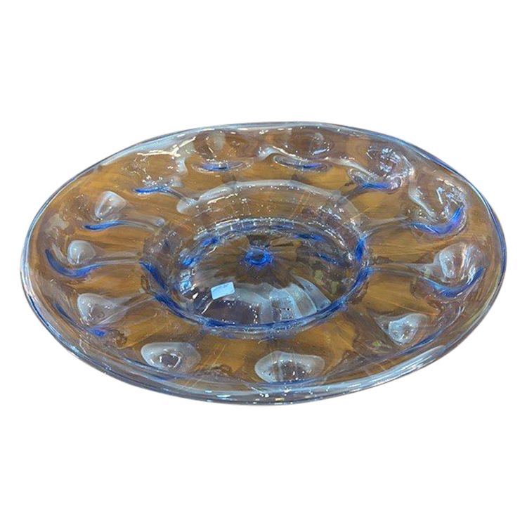 Large Murano Vittorio Zecchin 1930 glass centrepiece plate, diameter 40 cm.