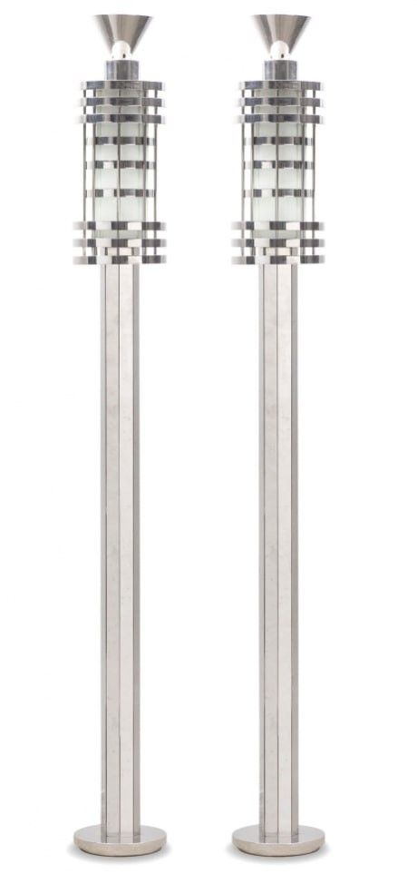 Claude Parent, Pair of Modernist Floor Lamps - Unique Modern Art Pieces