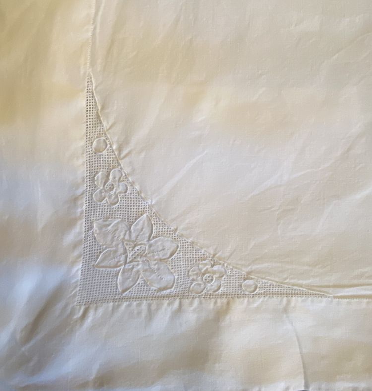 Pair of Linen Embroidered Pillowcases 19th century