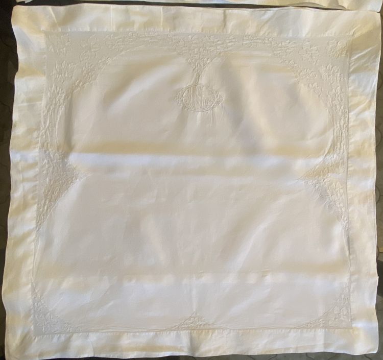Pair of Linen Embroidered Pillowcases 19th century