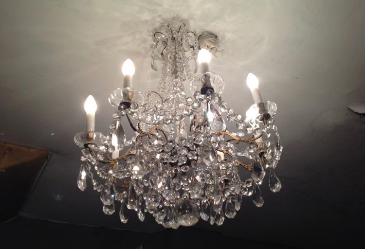 Lampadario a 8 luci con nappe, anni 1900