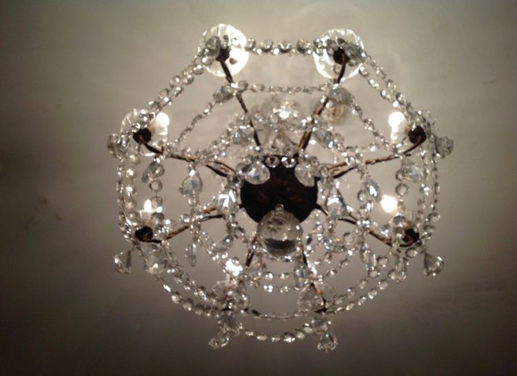 Lampadario a 8 luci con nappe, anni 1900