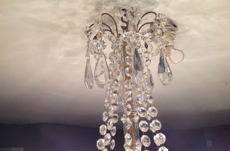 Lampadario a 8 luci con nappe, anni 1900