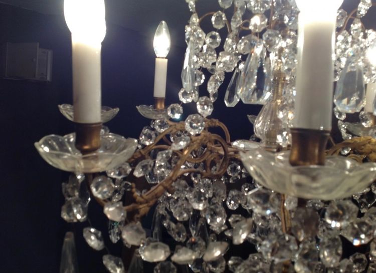 Lampadario a 8 luci con nappe, anni 1900
